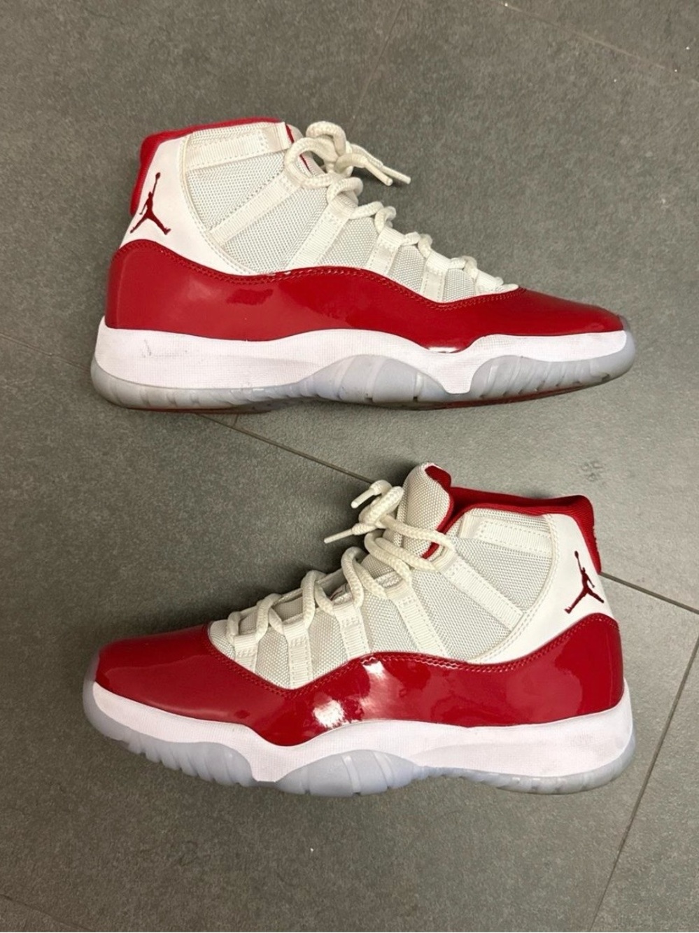 Red and White High-Top Air Jordan 11 Retro 'Cherry
